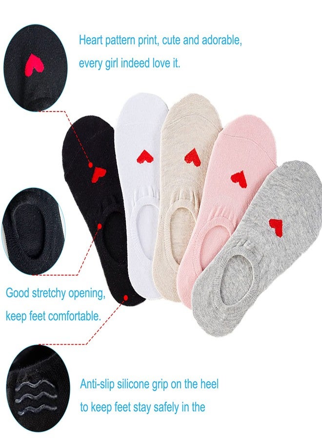 MRYUWB 5 to 10 Pairs Kids Skin-friendly No Show Socks, Cute Low Anti-slip Soft Socks for Girls and Boys 6-15 Years ((Black,White,Gray,Beige,Pink) 5 Pairs) - Image 3